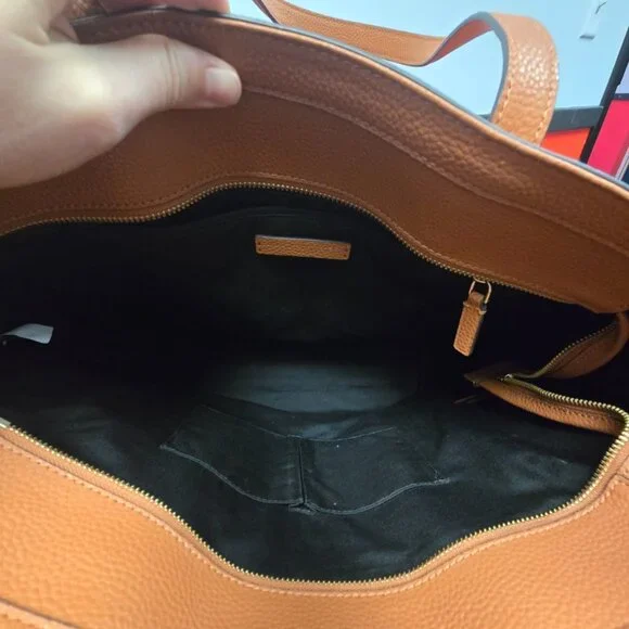 Marc Jacobs Jordan Studded Leather Tote NWOT Cognac Brown Pebbled Work Laptop - Picture 5 of 7